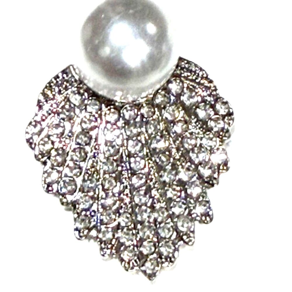 Elegant Faux Pearl & Rhinestone Statement Glam Drop Earrings